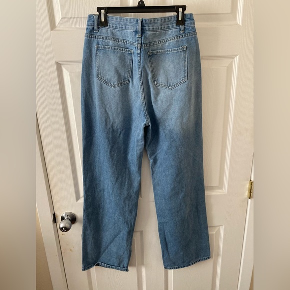 Denim Wide Leg High Rise Ripped Jeans - Picture 4 of 4